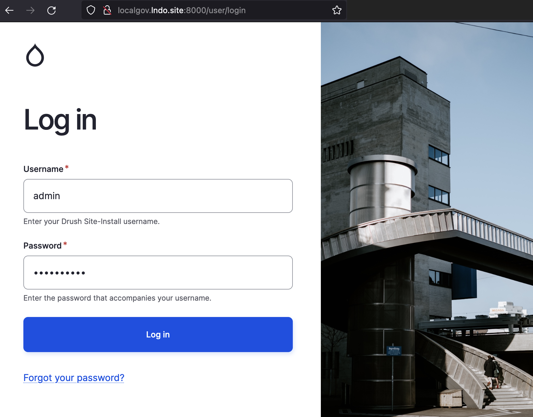 LocalGov Drupal: Demo site user login page